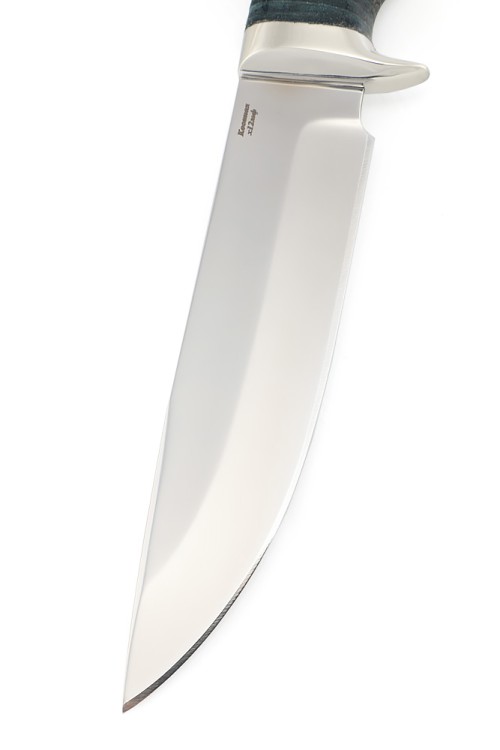 Нож Волк сталь кованая Х12МФ рукоять мельхиор наборная кожа 