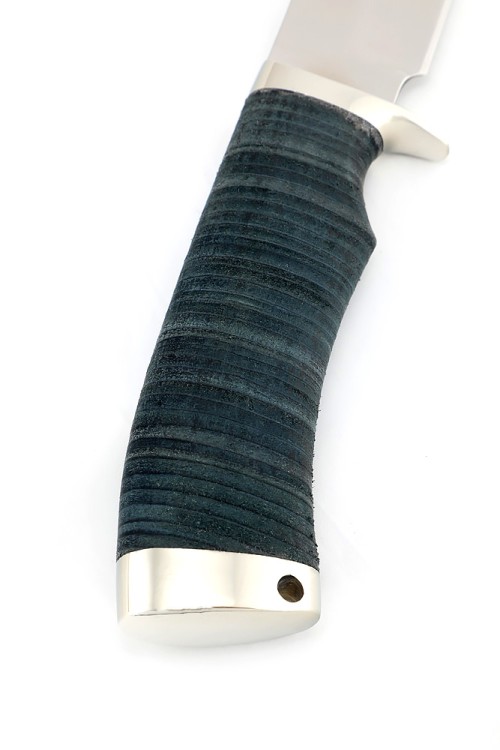 Нож Волк сталь кованая Х12МФ рукоять мельхиор наборная кожа 