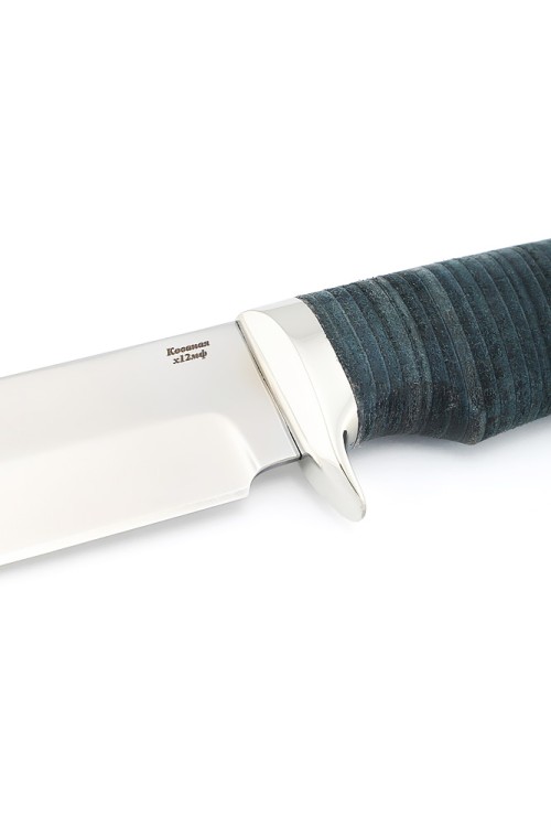 Нож Волк сталь кованая Х12МФ рукоять мельхиор наборная кожа 