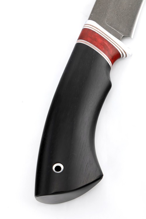 Нож Гепард сталь ХВ5 рукоять вставка акрил красный, черный граб 