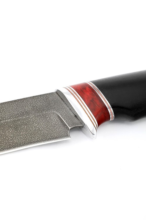 Нож Гепард сталь ХВ5 рукоять вставка акрил красный, черный граб 