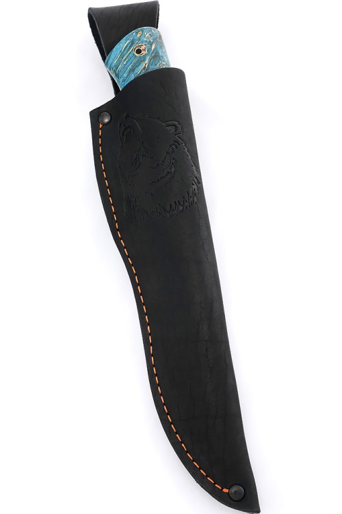 Нож Беркут сталь дамаск нержавеющий, рукоять мельхиор, кап клена синий 