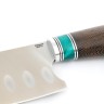 Кухонный нож Сантоку средний (широкий) кованая сталь 95х18 рукоять вставка акрил зеленый, венге 