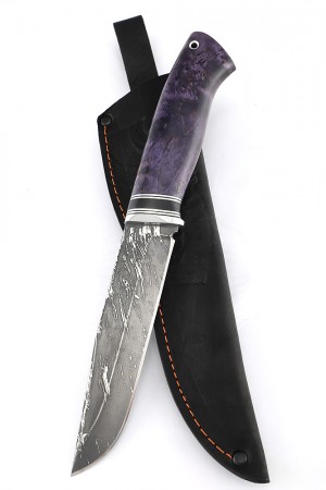 Нож Носорог сталь D2 рукоять карельская береза фиолетовая