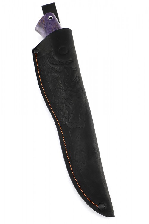 Нож Носорог сталь D2 рукоять карельская береза фиолетовая 