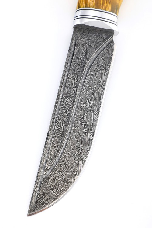 Нож Берсерк сталь дамаск-долы рукоять кап клена желтый 