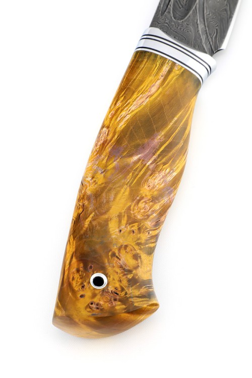 Нож Берсерк сталь дамаск-долы рукоять кап клена желтый 