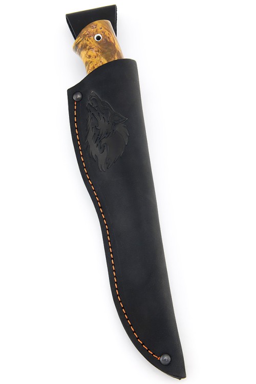 Нож Берсерк сталь дамаск-долы рукоять кап клена желтый 