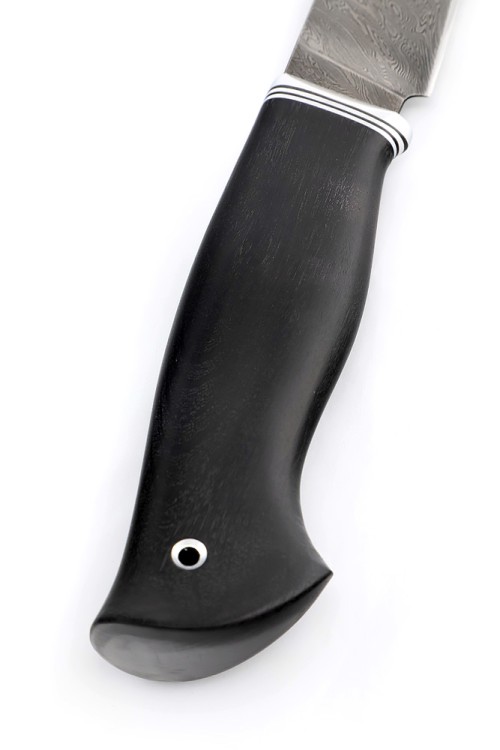 Нож Клык сталь дамаск рукоять черный граб  Нож Клык сталь дамаск рукоять черный граб