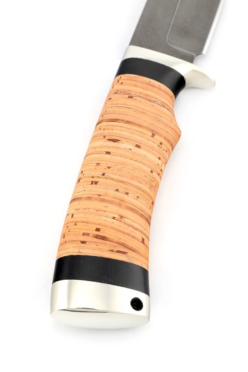 Нож Волк сталь ХВ5 рукоять мельхиор, береста 