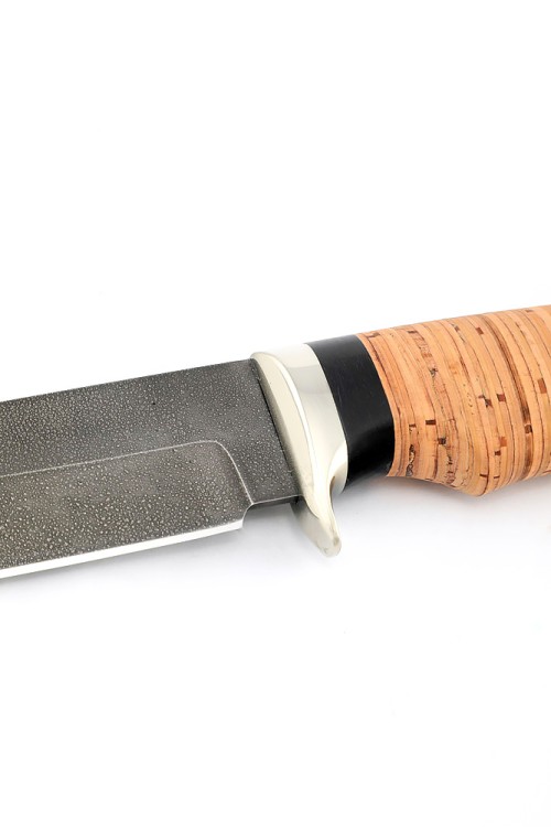 Нож Волк сталь ХВ5 рукоять мельхиор, береста 