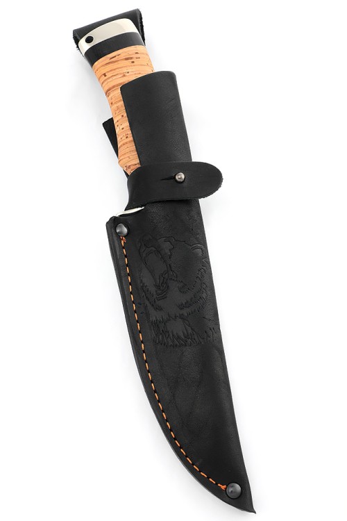 Нож Волк сталь ХВ5 рукоять мельхиор, береста 