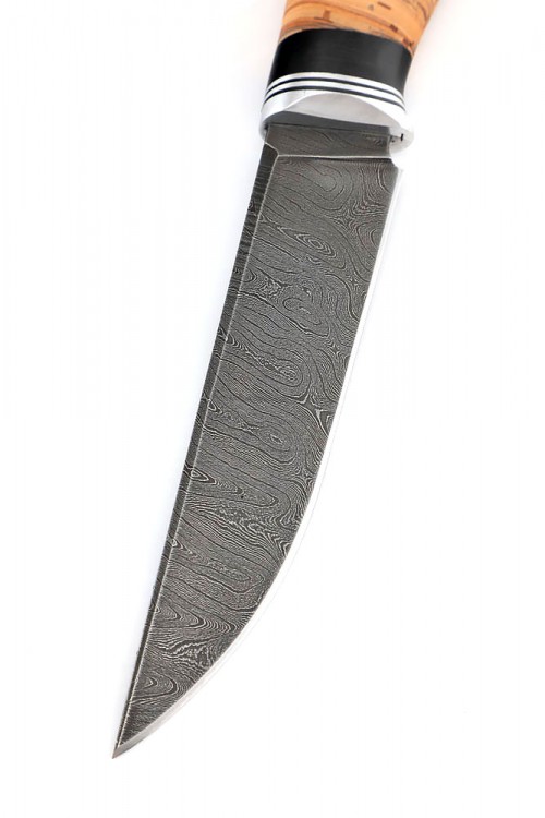 Нож Енот сталь дамаск рукоять береста 