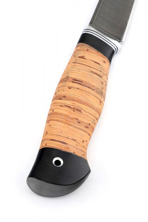 Нож Енот сталь дамаск рукоять береста 