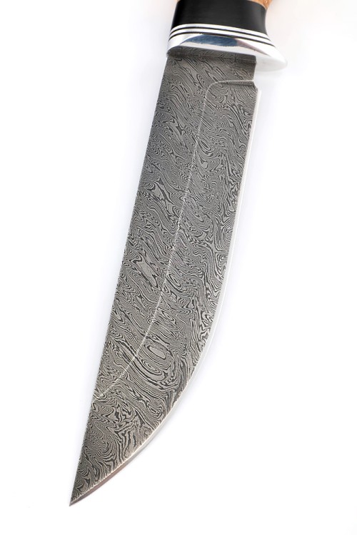 Нож Медведь сталь дамаск, рукоять береста 