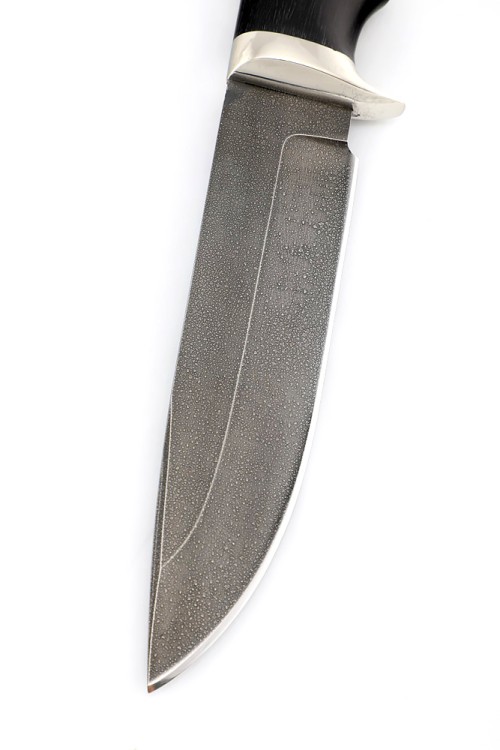 Нож Волк сталь ХВ5 рукоять мельхиор, черный граб 