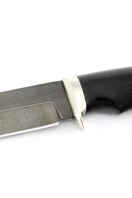 Нож Волк сталь ХВ5 рукоять мельхиор, черный граб 