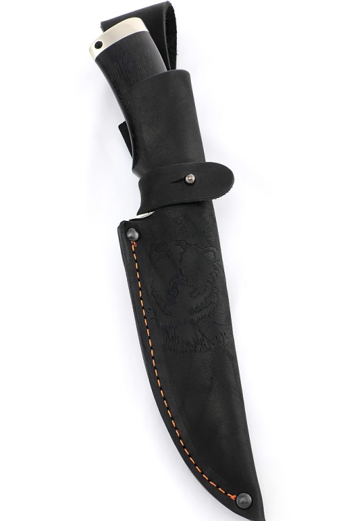 Нож Волк сталь ХВ5 рукоять мельхиор, черный граб 