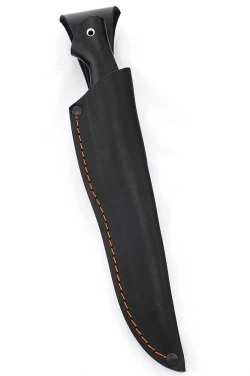 Нож Филейный малый (узкий) сталь кованая 95Х18 рукоять вставка карельская береза синяя, черный граб 