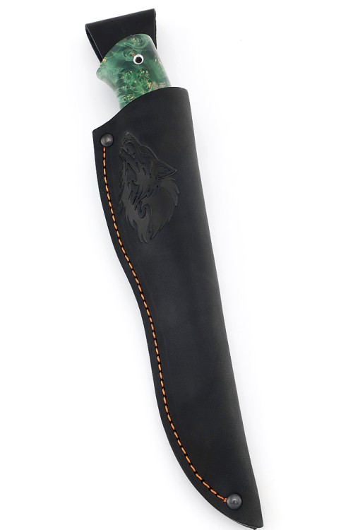 Нож Берсерк сталь дамаск-долы рукоять кап клена зеленый 