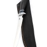 Нож Филейный средний (узкий) сталь кованая 95Х18 рукоять вставка карельская береза синяя, черный граб 