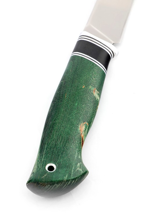 Нож Енот сталь К340 рукоять вставка черный граб, ясень стабилизированный зеленый 