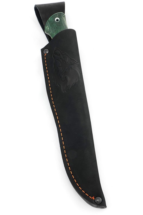 Нож Енот сталь К340 рукоять вставка черный граб, ясень стабилизированный зеленый 