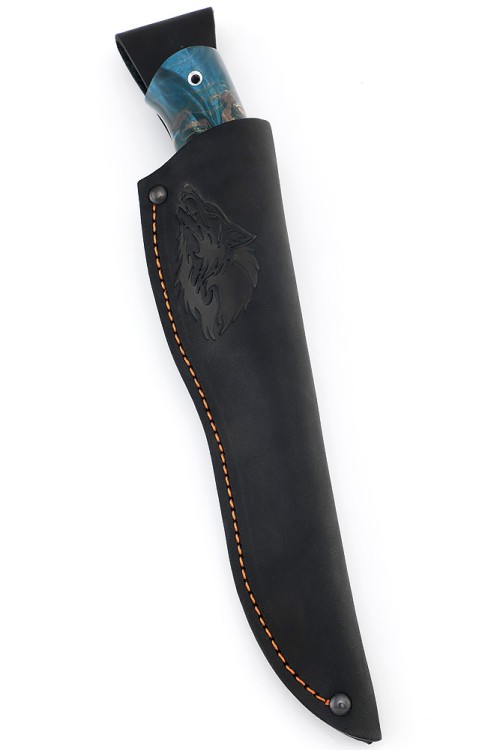 Нож Берсерк сталь дамаск-долы рукоять кап клена бирюзовый 