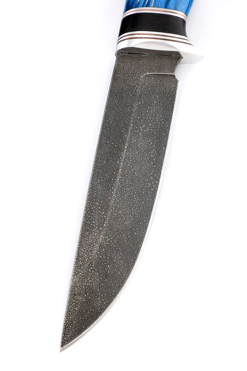 Нож Хантер сталь ХВ5 рукоять вставка черный граб, кап клена синий 