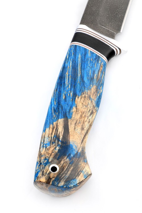 Нож Хантер сталь ХВ5 рукоять вставка черный граб, кап клена синий 