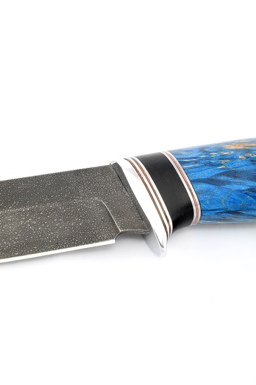 Нож Хантер сталь ХВ5 рукоять вставка черный граб, кап клена синий 