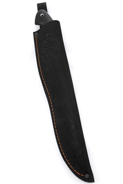 Нож Филейный большой (узкий) сталь кованая 95Х18 рукоять вставка карельская береза синяя, черный граб 