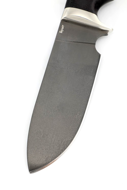 Нож Шкурник сталь булат рукоять мельхиор, черный граб 