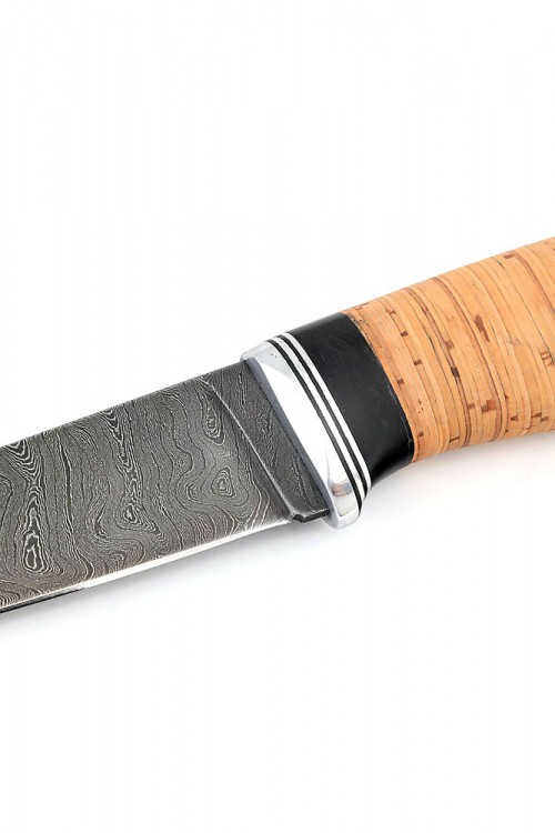 Нож Заяц сталь дамаск рукоять береста 