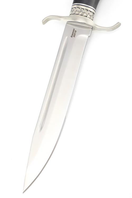 Нож Классика сталь кованая 95Х18 рукоять мельхиор, черный граб 