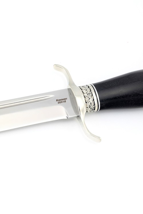 Нож Классика сталь кованая 95Х18 рукоять мельхиор, черный граб 