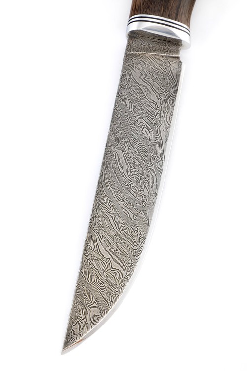 Нож Перун сталь дамаск рукоять карельская береза коричневая 