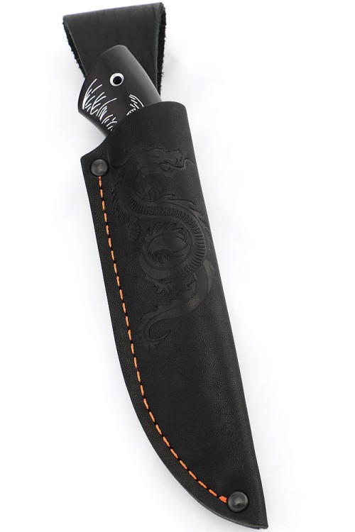 Нож Сурок сталь К340 рукоять вставка акрил белый, черный граб с инкрустацией 