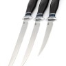 Набор из 3-х филейных ножей сталь кованая 95х18 рукоять вставка карельская береза синяя, черный граб 
