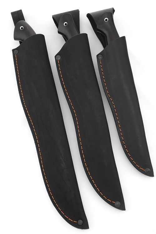 Набор из 3-х филейных ножей сталь кованая 95х18 рукоять вставка карельская береза синяя, черный граб 