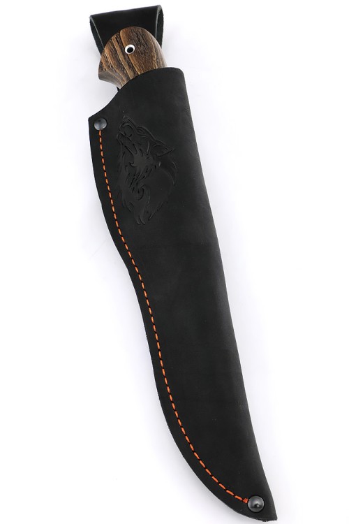 Нож Лось сталь К340 рукоять мельхиор, ясень стабилизированный коричневый 