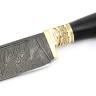 Нож Узбекский-2 сталь дамаск рукоять латунь черный граб  