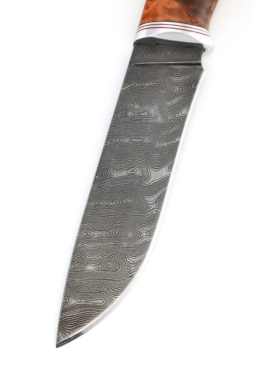 Нож Барс сталь дамаск рукоять карельская береза коричневая 