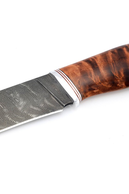 Нож Барс сталь дамаск рукоять карельская береза коричневая 
