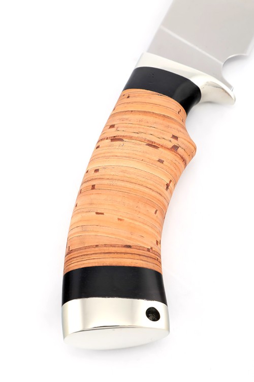 Нож Шкурник сталь К340 рукоять мельхиор береста 