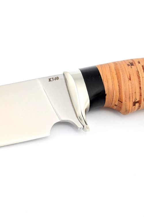 Нож Шкурник сталь К340 рукоять мельхиор береста 