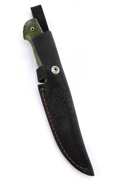 Нож Пеленгас сталь кованая х12мф рукоять стабилизированная карельская береза зелёная 