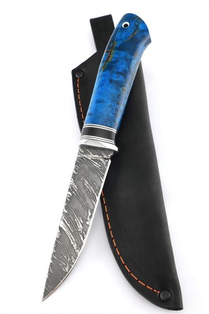 Нож Оскал сталь D2 рукоять кап клена синий