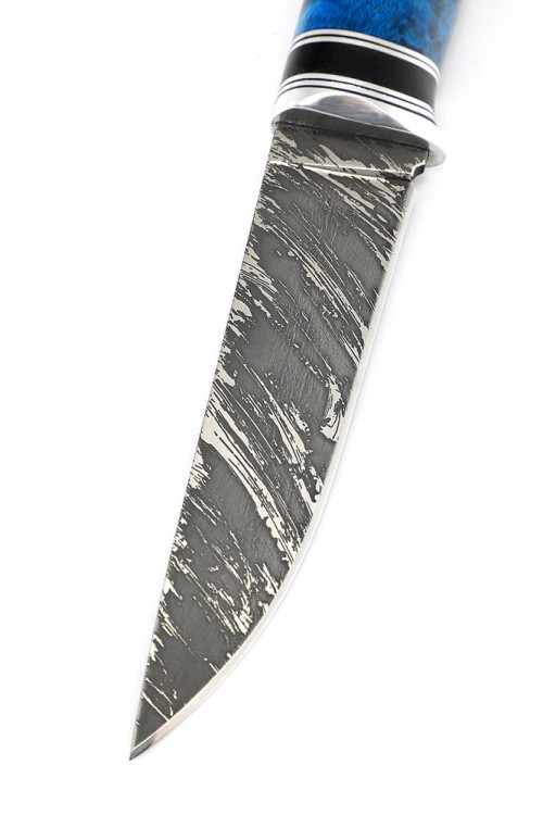 Нож Оскал сталь D2 рукоять кап клена синий 