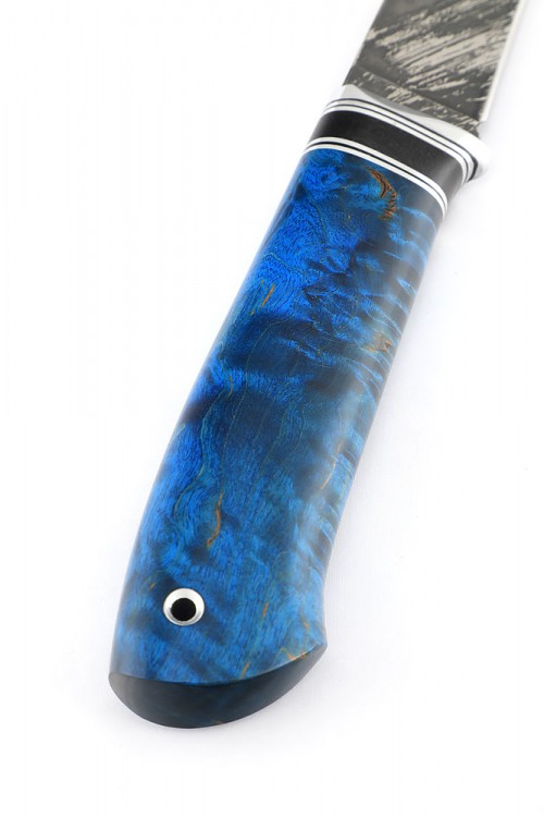 Нож Оскал сталь D2 рукоять кап клена синий 